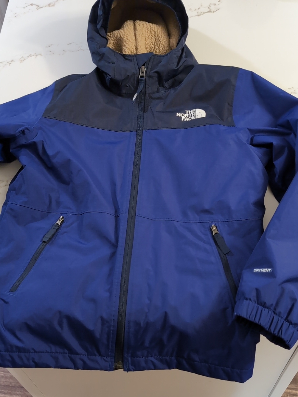 Boys Large North Face Warm Storm Waterproof - Fleece Lined Rain Jacket